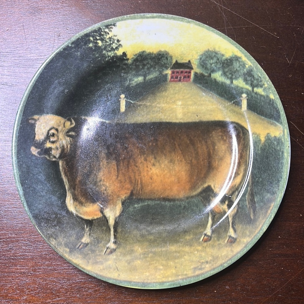 Block Indonesia country farm cow plate vintage